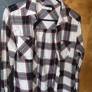 Maroon, black and white flannel